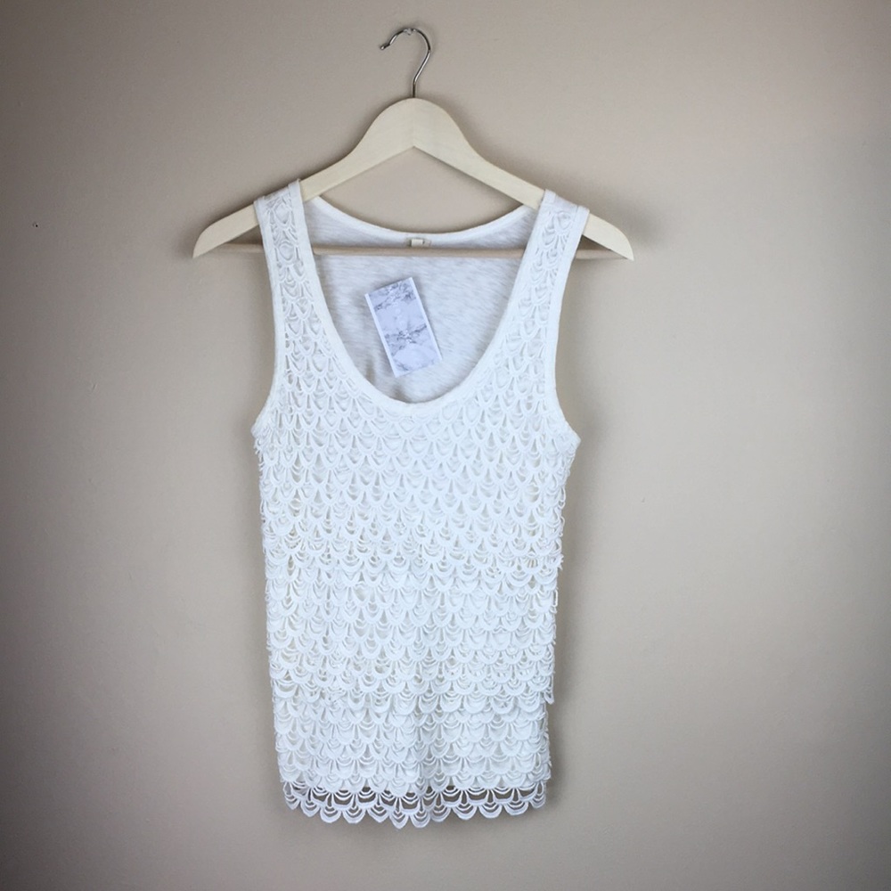J. Crew authentic white fringe Tank soft Sz Small - Picture 6 of 7